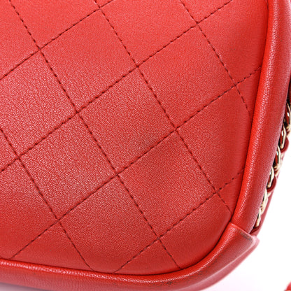 Chanel Goatskin Quilted Large Casual Trip Camera Case Bag Red 10 of 15