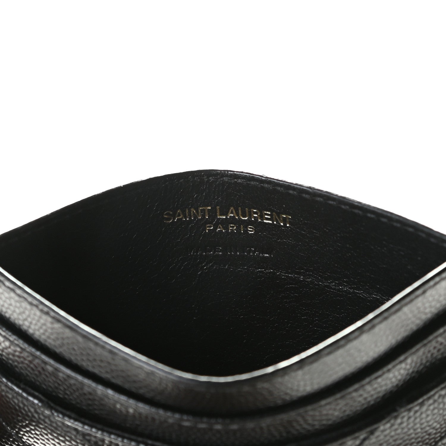Saint Laurent Grain De Poudre Matelasse Chevron Monogram Credit Card Case Black 5 of 7