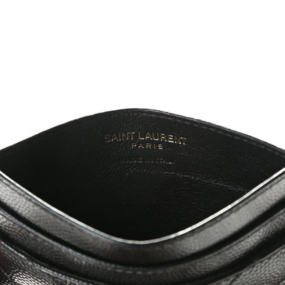 Saint Laurent Grain De Poudre Matelasse Chevron Monogram Credit Card Case Black 5 of 7
