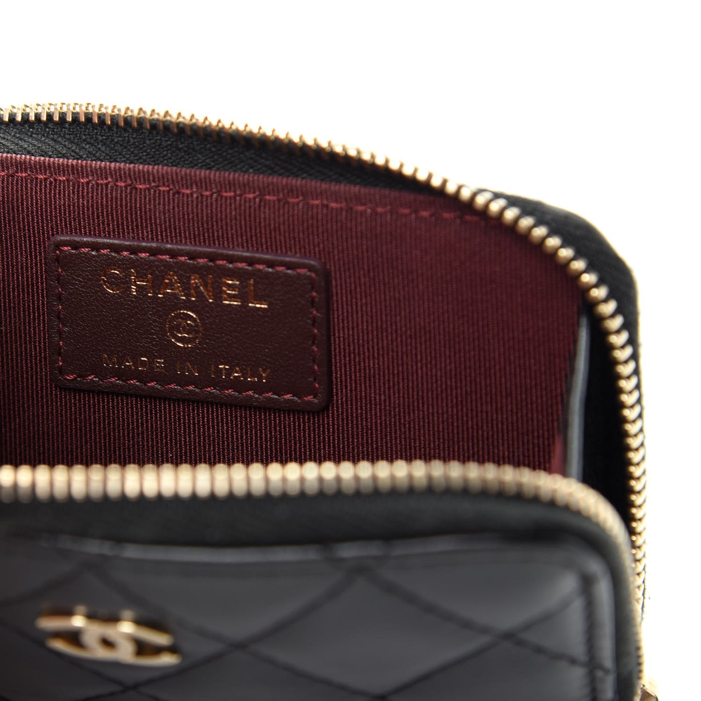 Lambskin Quilted Key Holder Case Black