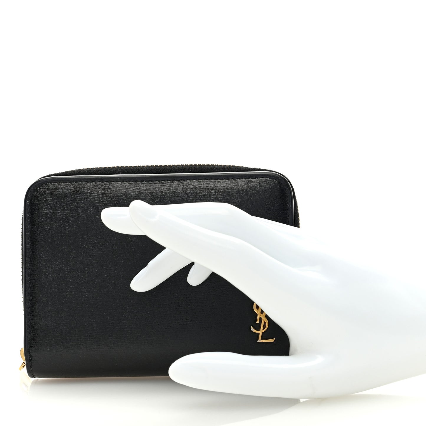 Calfskin Compact Zip Around Wallet Black