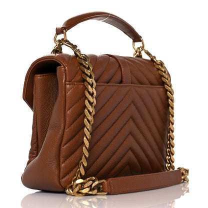 Saint Laurent Calfskin Matelasse Chevron Monogram Medium College Bag Brick 3 of 13