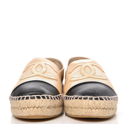 Chanel Lambskin CC Espadrilles 39 Beige Black 2 of 11