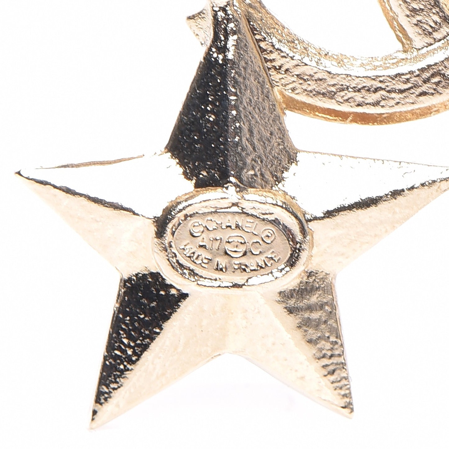 Baguette Crystal CC Star Brooch Gold
