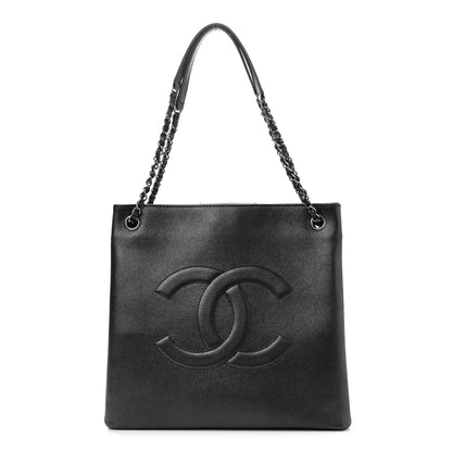 Chanel Iridescent Calfskin CC Large North South Shopping Tote Black 1 of 10