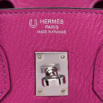 Hermes Chevre Mysore Horseshoe Birkin 25 Rose Pourpre 6 of 10
