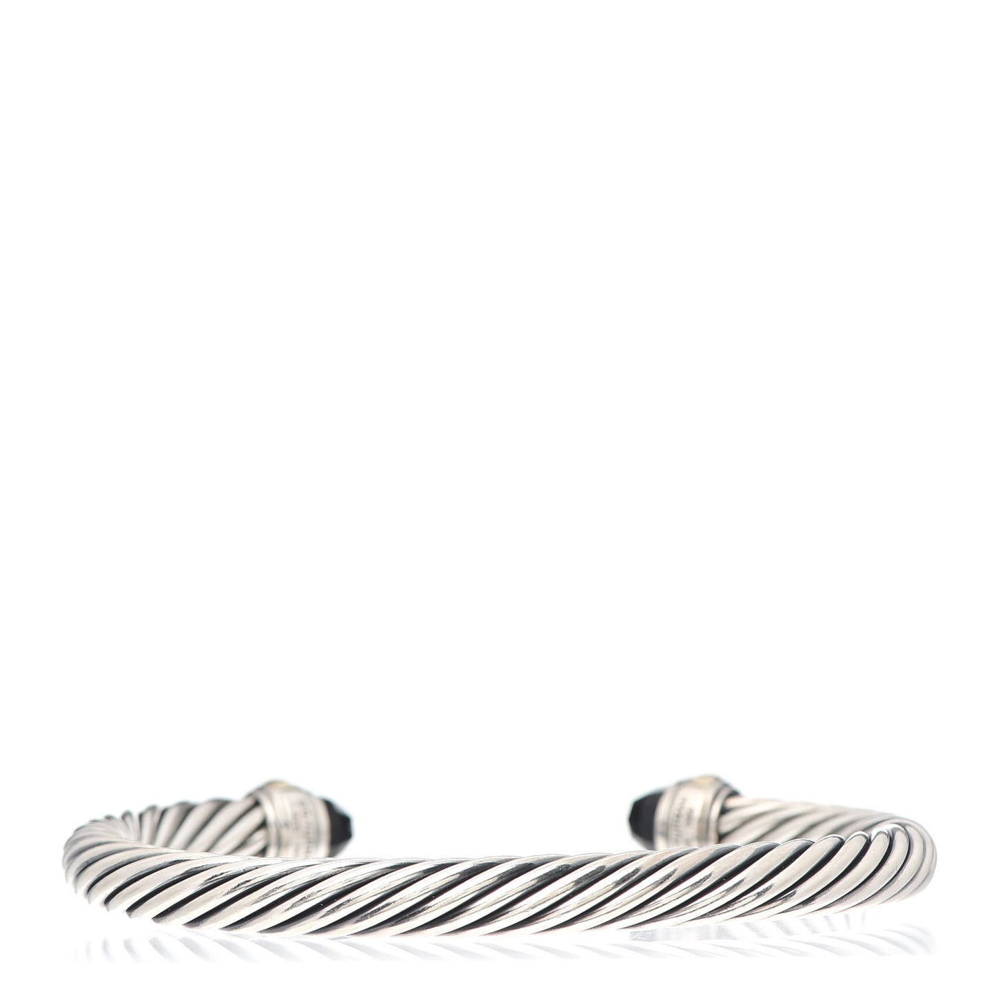 Sterling Silver 14K Yellow Gold Black Onyx 7mm Cable Classics Bracelet