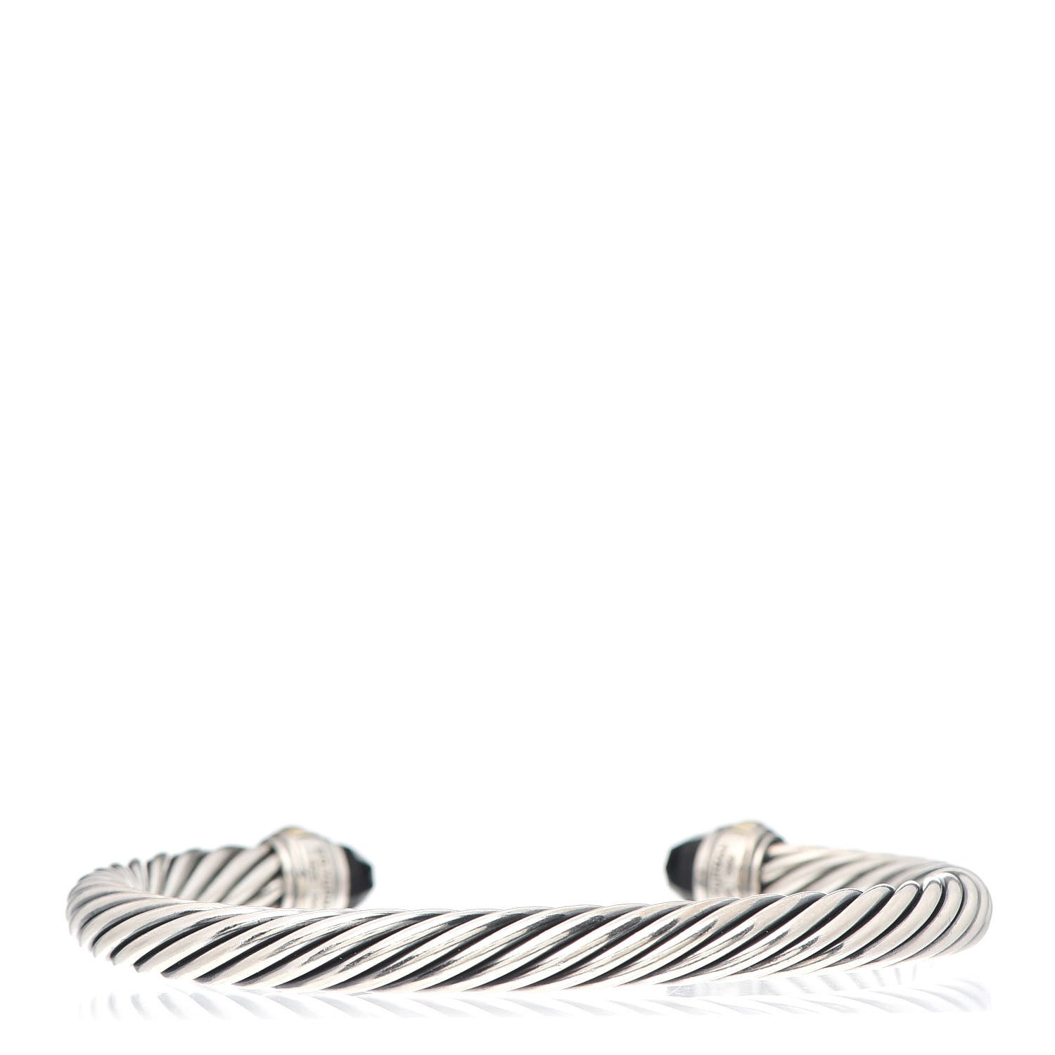 David Yurman Sterling Silver 14K Yellow Gold Black Onyx 7mm Cable Classics Bracelet 3 of 4