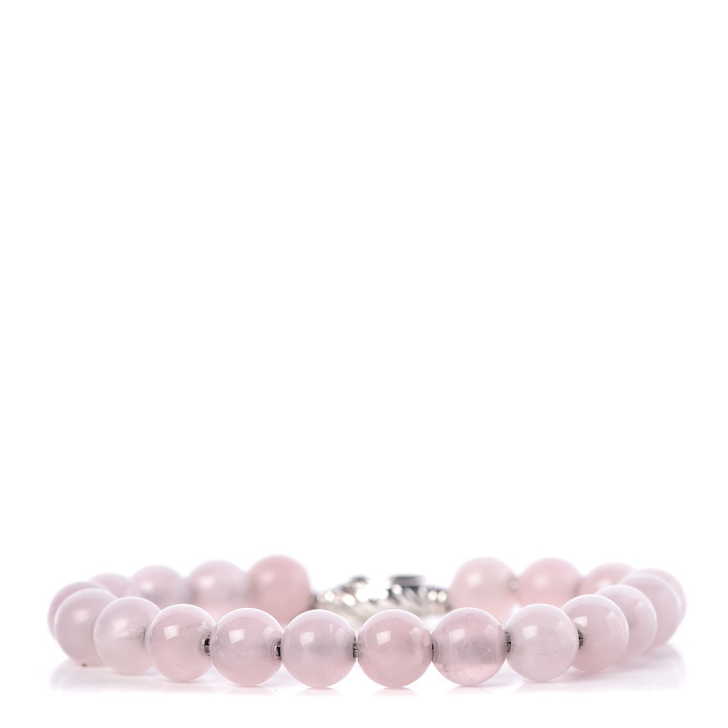 David Yurman Sterling Silver Pink Quartz 8mm Spiritual Beads Bracelet 1 of 4