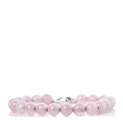David Yurman Sterling Silver Pink Quartz 8mm Spiritual Beads Bracelet 1 of 4