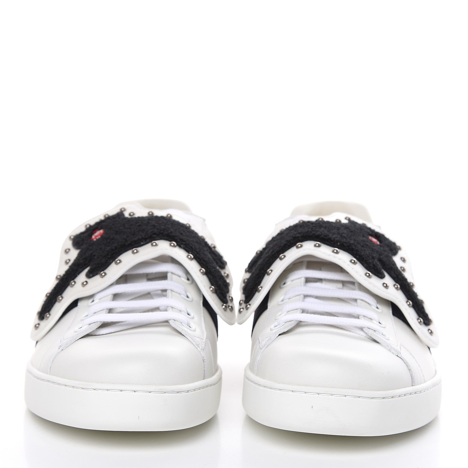 Gucci Calfskin Ayers Web Panther Embroidered Mens Ace Sneakers 10 White 2 of 10