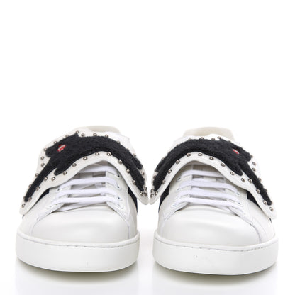 Gucci Calfskin Ayers Web Panther Embroidered Mens Ace Sneakers 10 White 2 of 10