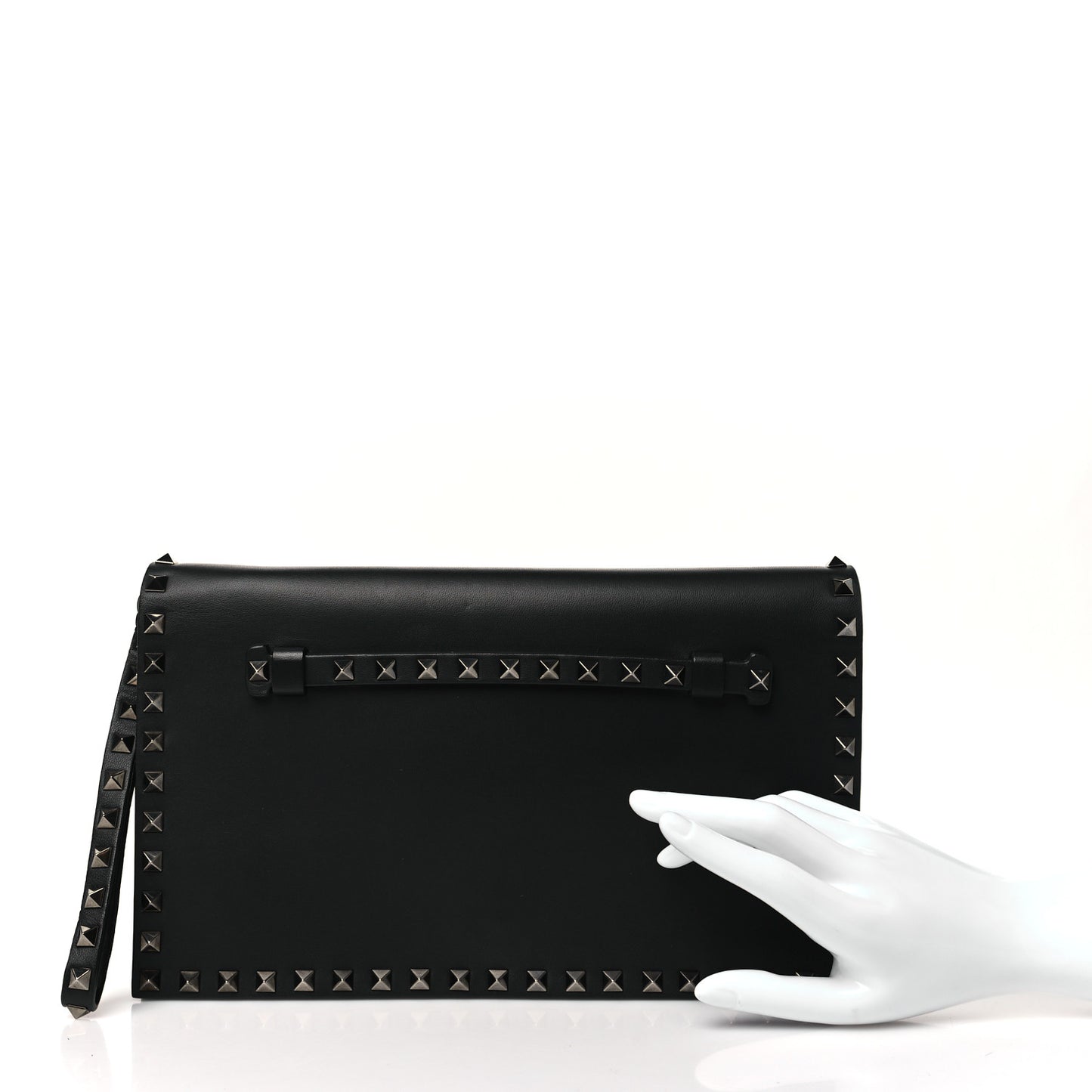 Nappa Rockstud Wristlet Clutch Black