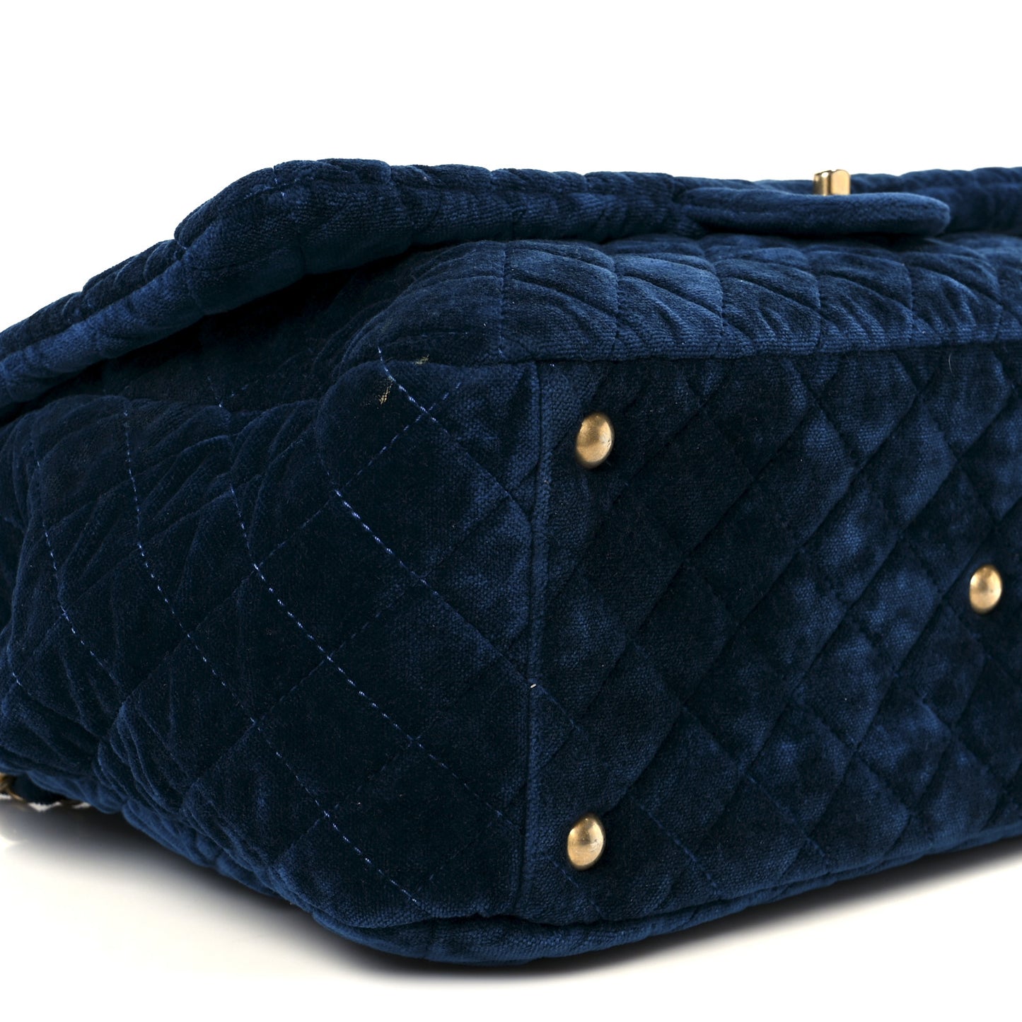 Velvet Quilted XXL Travel Flap Bag Blue