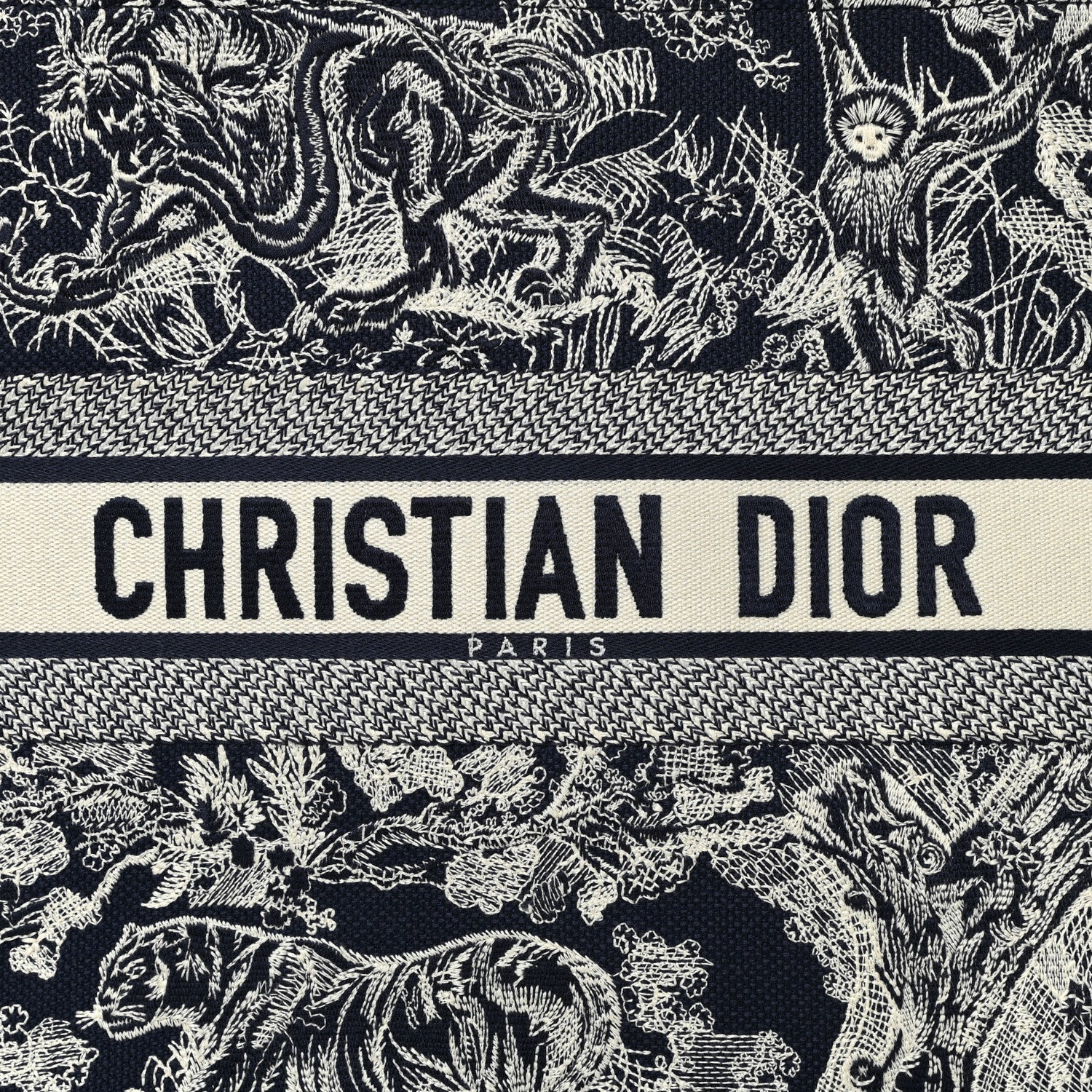 Christian Dior Canvas Embroidered Large Toile De Jouy Reverse Book Tote Blue 8 of 10