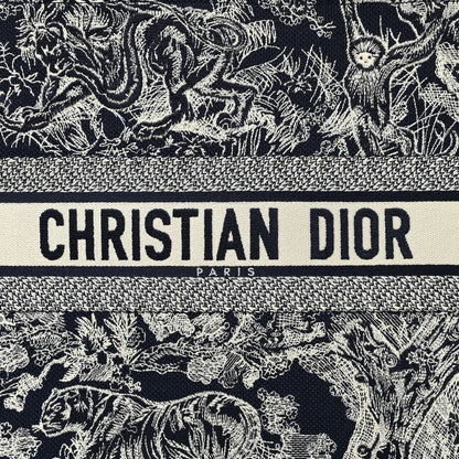 Christian Dior Canvas Embroidered Large Toile De Jouy Reverse Book Tote Blue 8 of 10