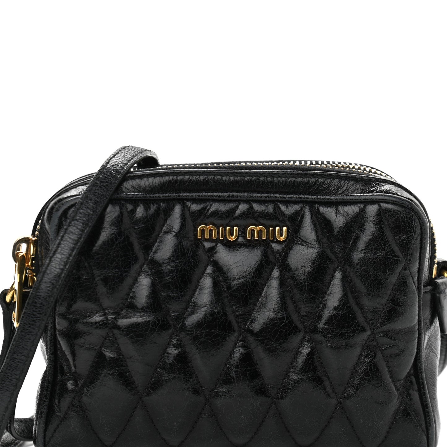 Vitello Shine Quilted Camera Bag Black