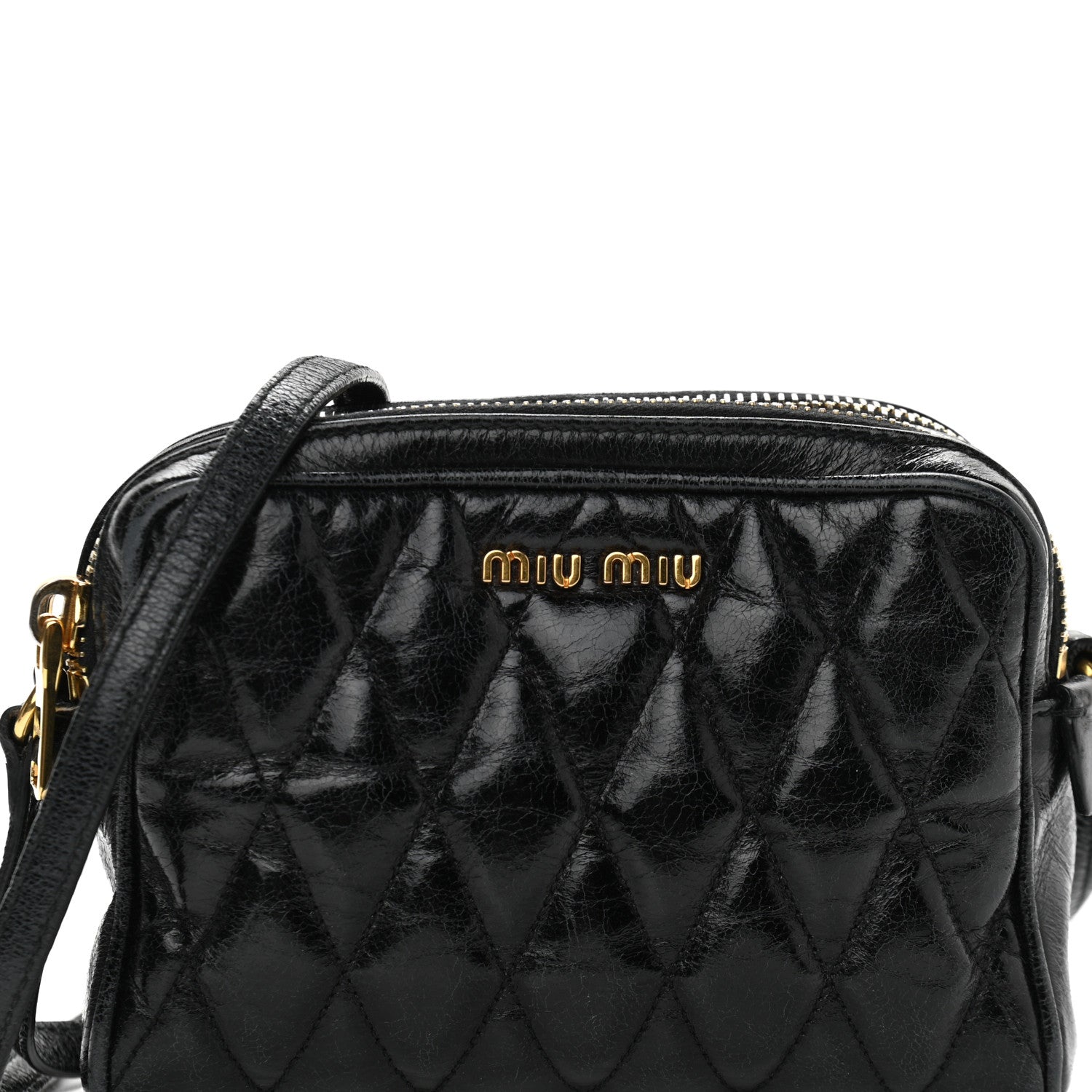 Miu Miu Vitello Shine Quilted Camera Bag Black 8 of 10