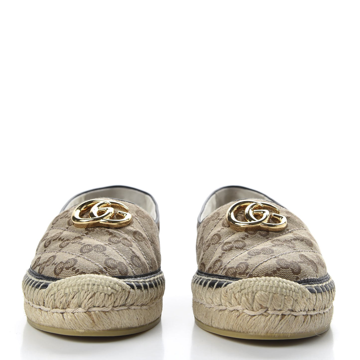 Monogram Matelasse Diagonal GG Marmont Espadrilles 36.5 Beige Ebony Black