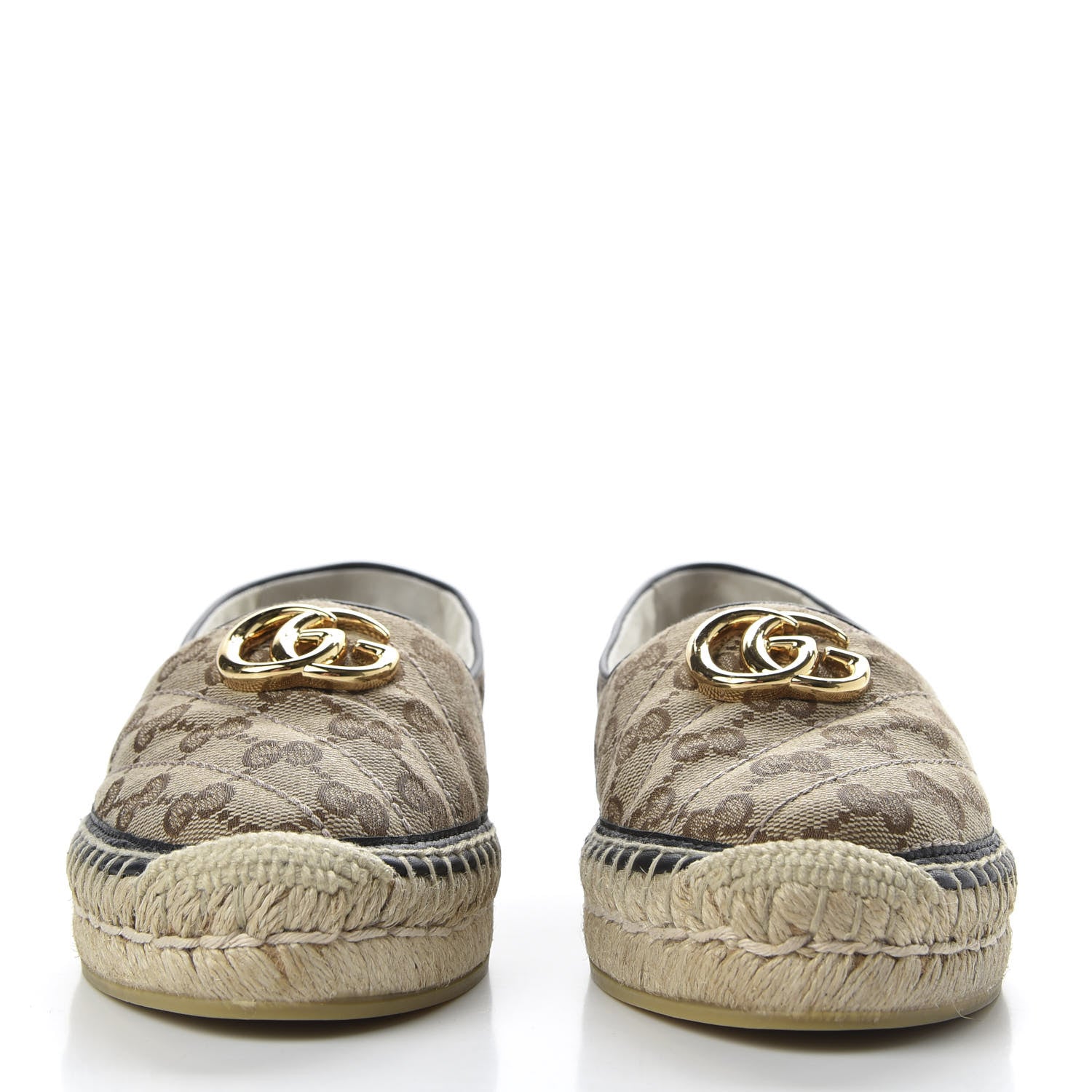 Gucci Monogram Matelasse Diagonal GG Marmont Espadrilles 36.5 Beige Ebony Black 2 of 10