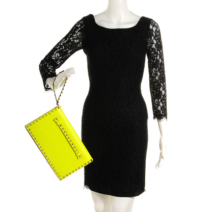 Valentino Garavani Nappa Rockstud Wristlet Clutch Yellow Fluo 2 of 6