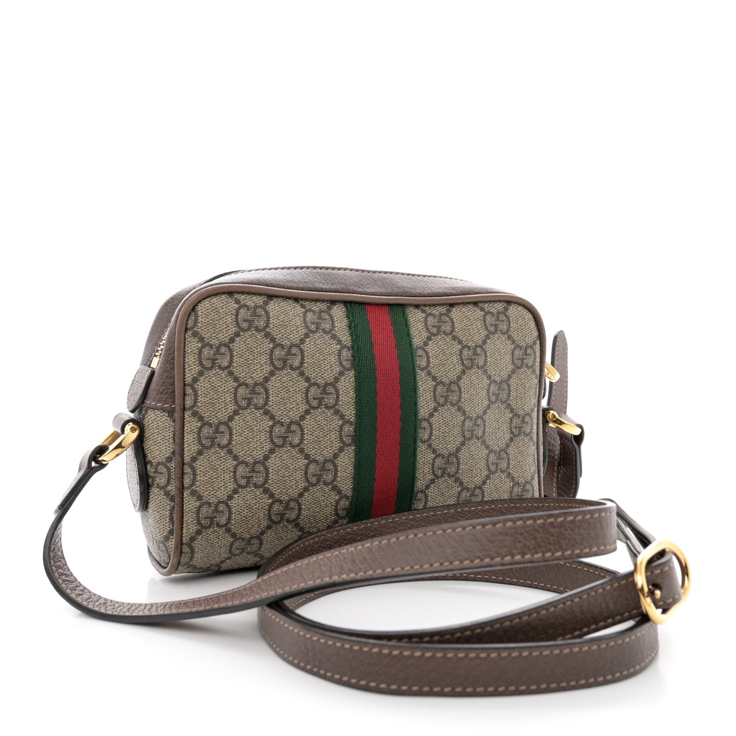 Gucci GG Supreme Monogram Web Mini Ophidia Shoulder Bag Brown 3 of 13