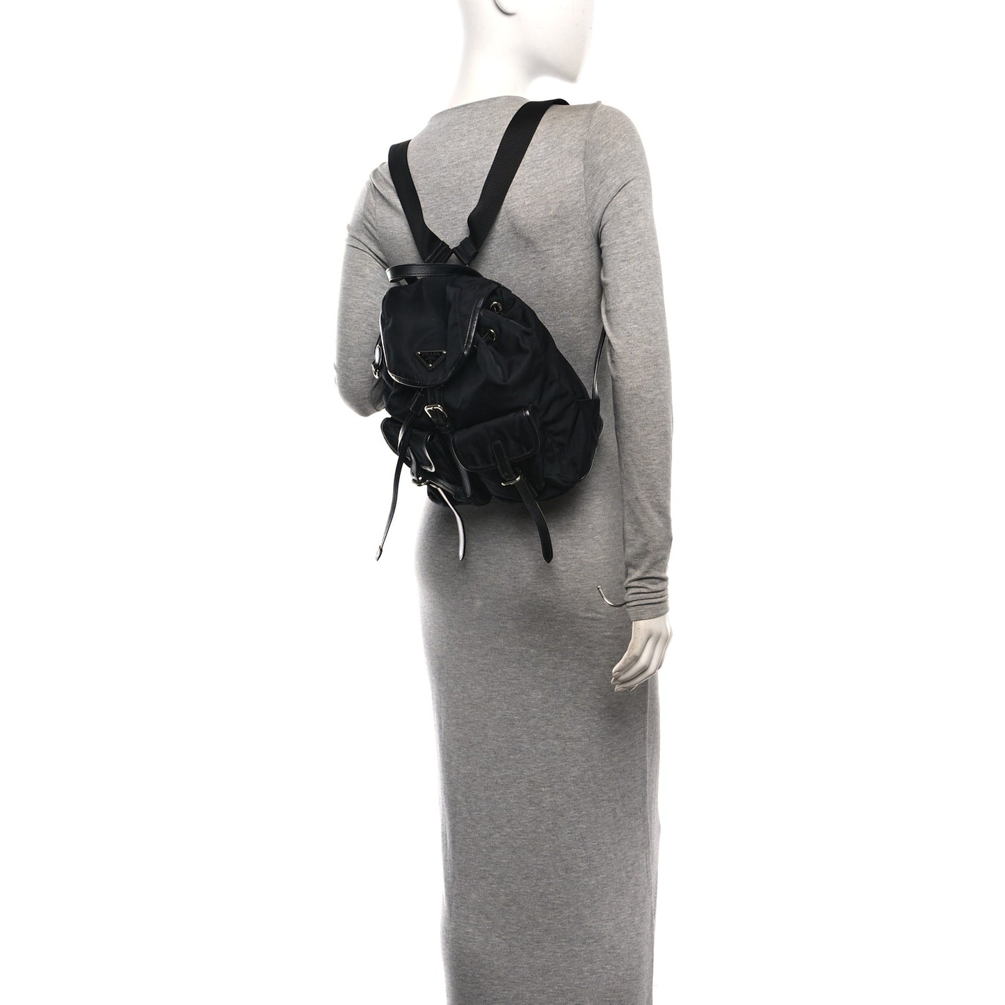 Tessuto Nylon Soft Calfskin Backpack Black