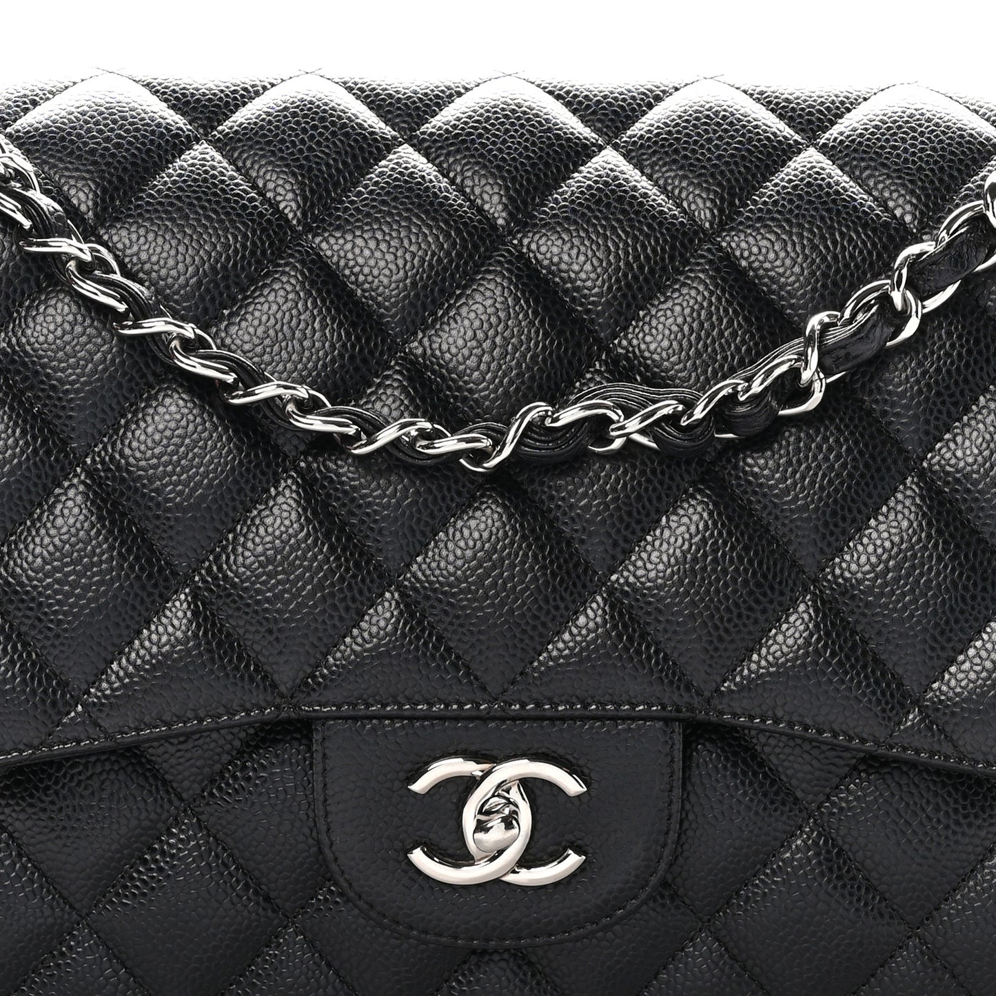 Caviar Quilted Jumbo Double Flap Black