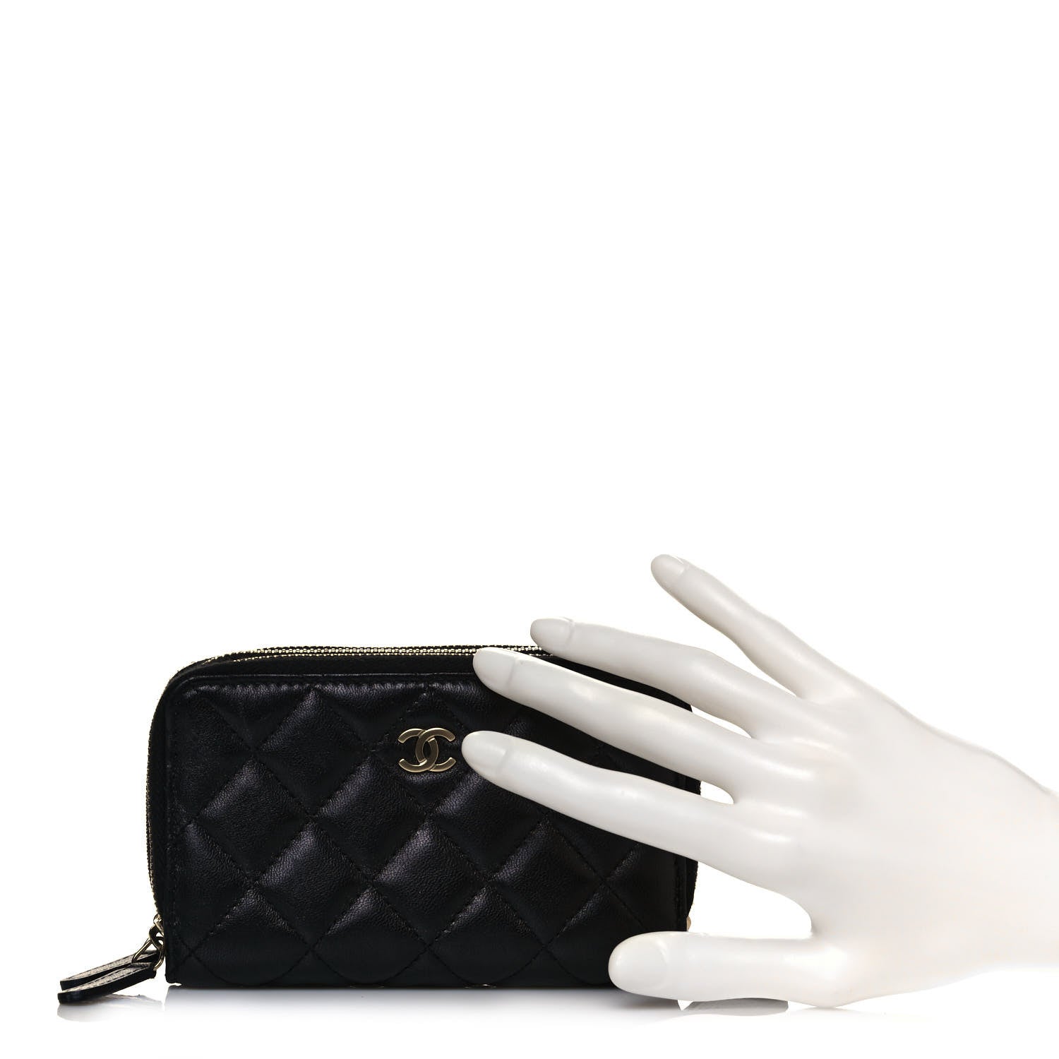 Chanel Quilted Medium Gusset Double Zip Around Black 2 of 10