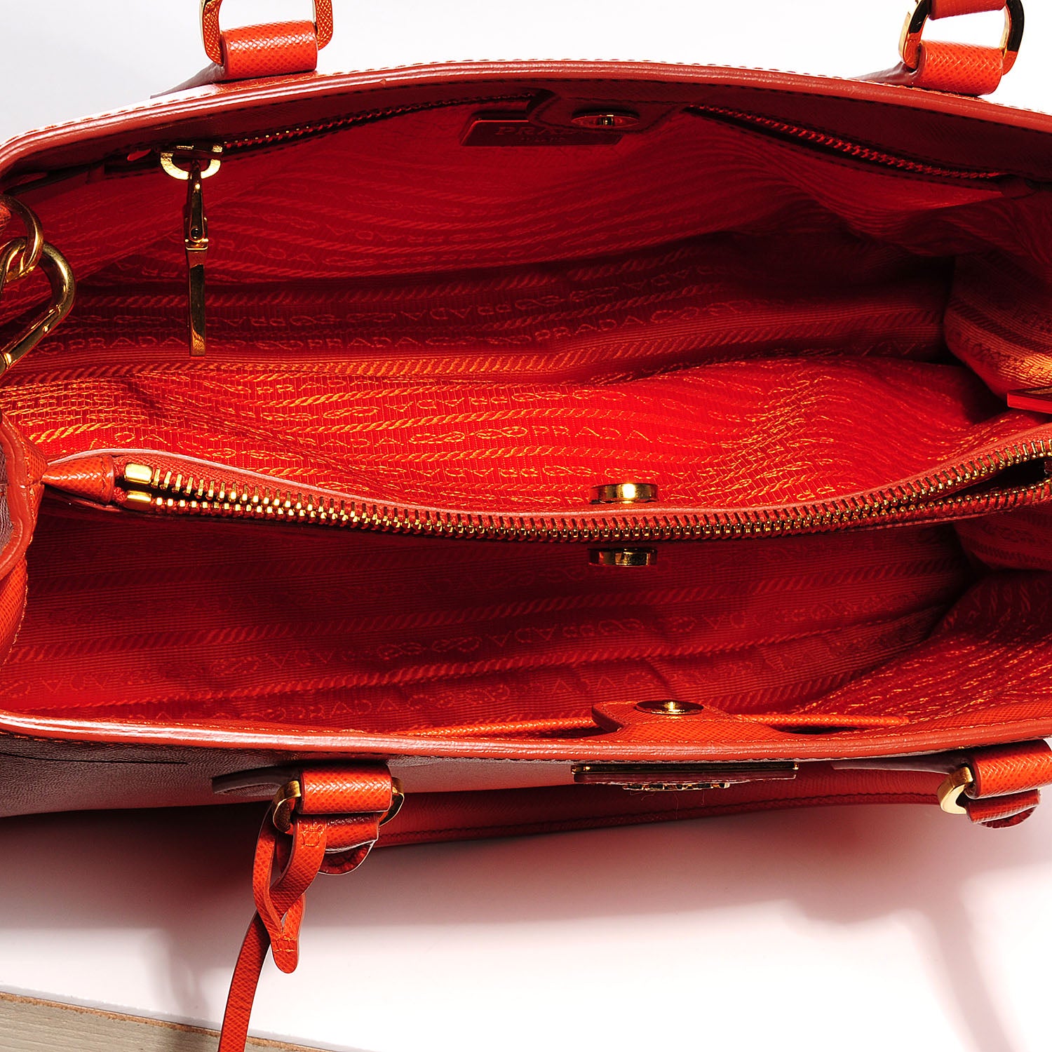 Prada Saffiano Lux Medium Tote Papaya 5 of 11