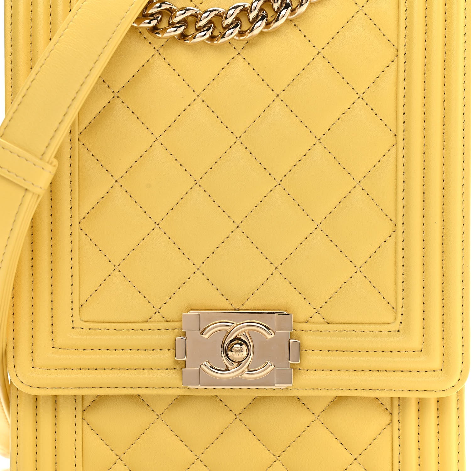 Chanel Lambskin Quilted North South Boy Flap Yellow 8 of 11
