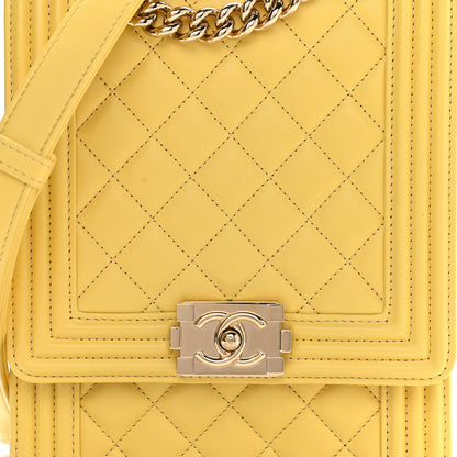Chanel Lambskin Quilted North South Boy Flap Yellow 8 of 11
