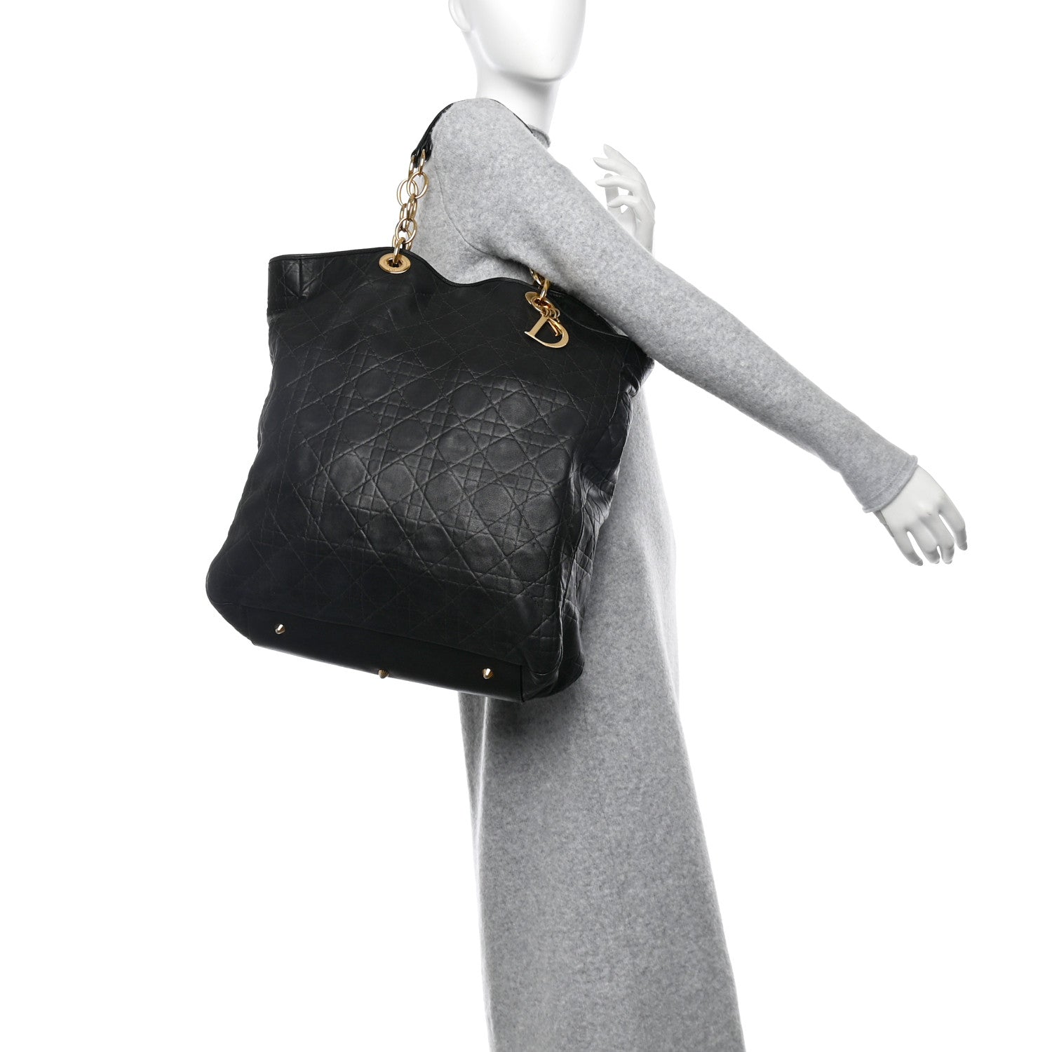 Christian Dior Lambskin Cannage Large Soft Lady Dior Shopping Tote Black 2 of 12