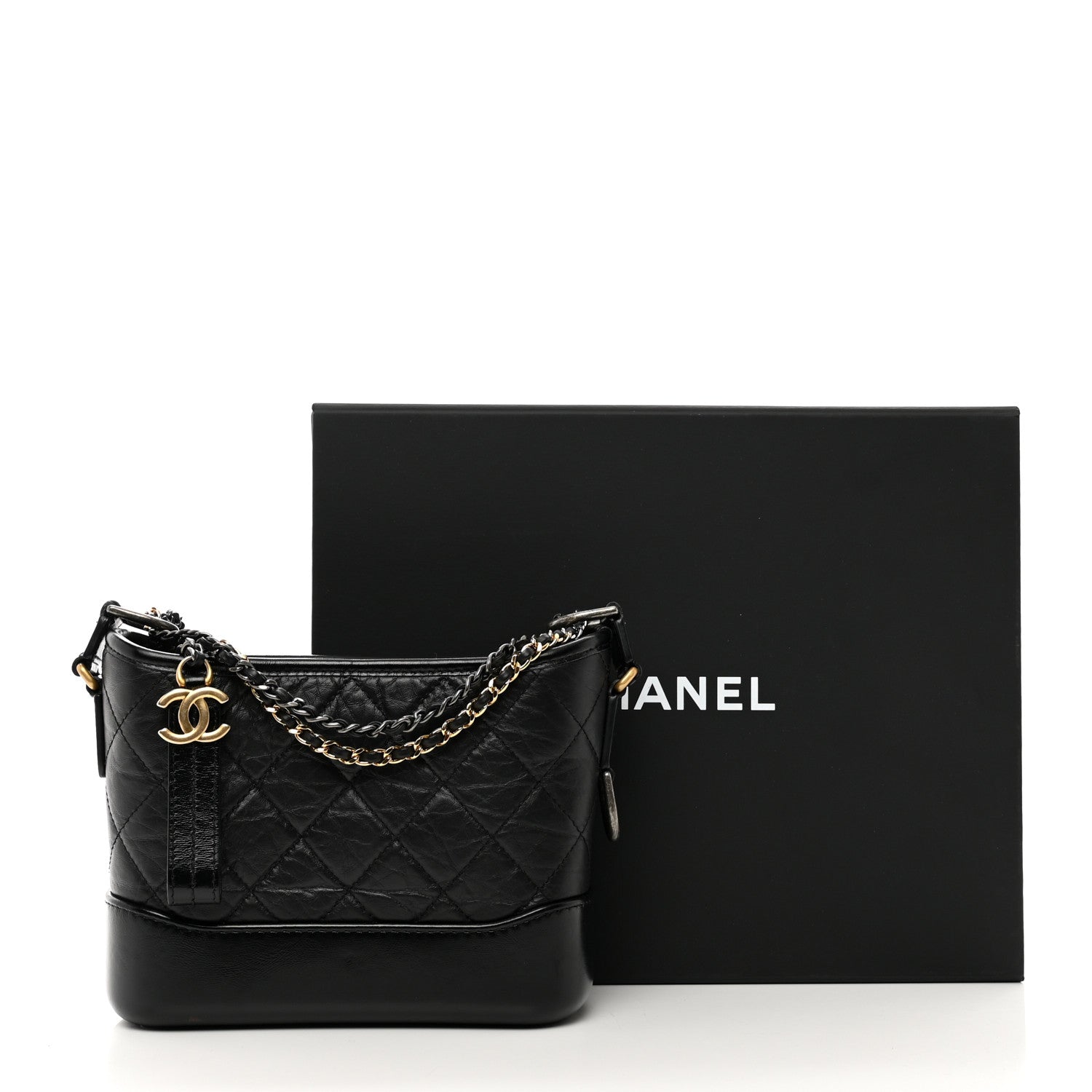 Chanel Aged Calfskin Quilted Small Gabrielle Hobo Black 13 of 13