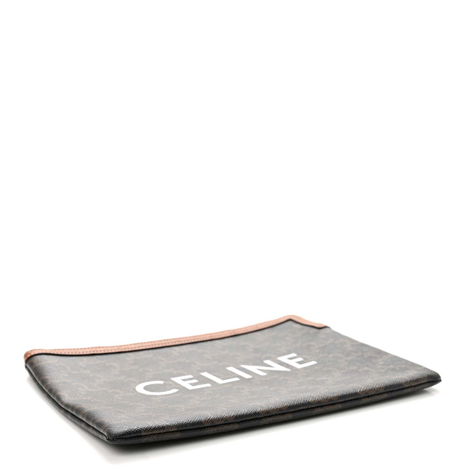 Celine Triomphe Canvas Lambskin Small Pouch Tan 4 of 8