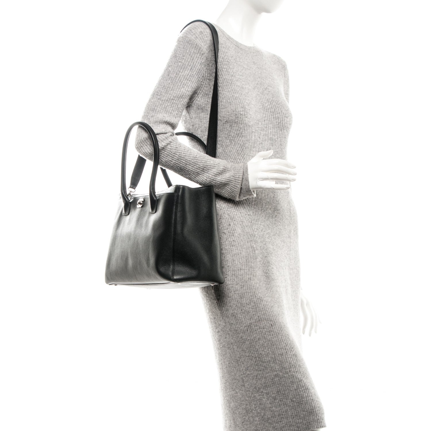 Chanel Calfskin Cerf Executive Shopper Tote Black 2 of 8