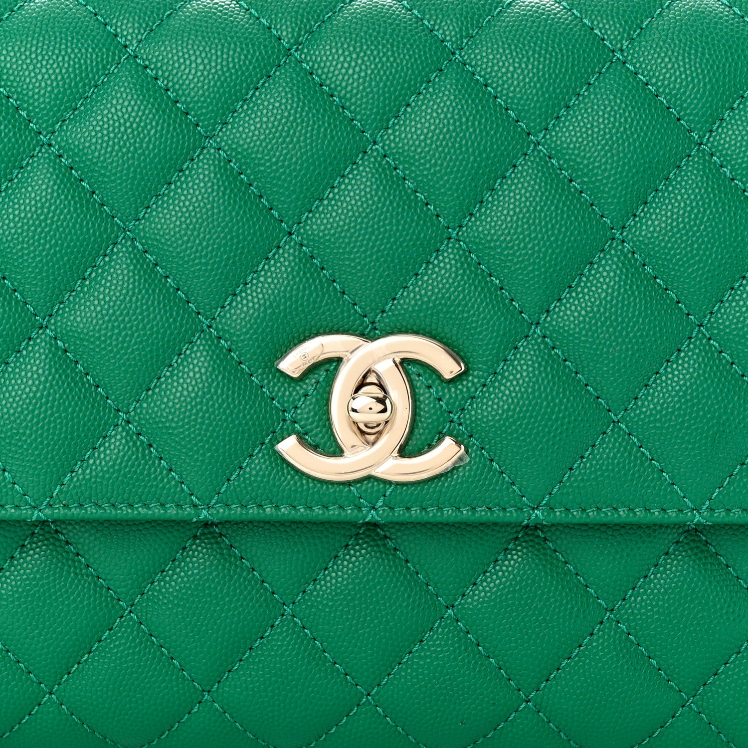 Chanel Caviar Quilted Small Coco Handle Flap Green 8 of 11