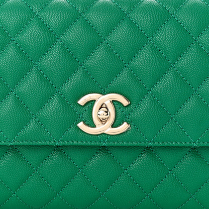 Chanel Caviar Quilted Small Coco Handle Flap Green 8 of 11