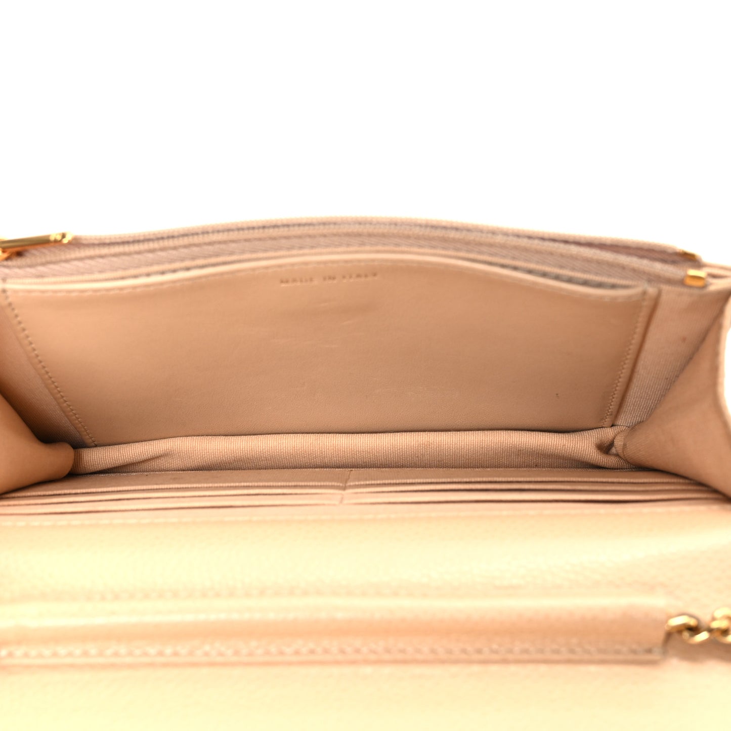 Caviar Quilted Wallet on Chain WOC Beige
