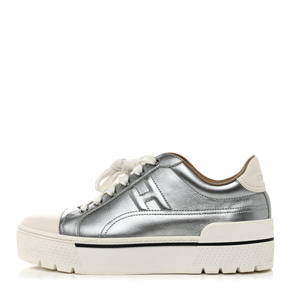 Hermes Metallic Madame Calfskin Womens Voltage Sneakers 37 Gris Argente 1 of 9