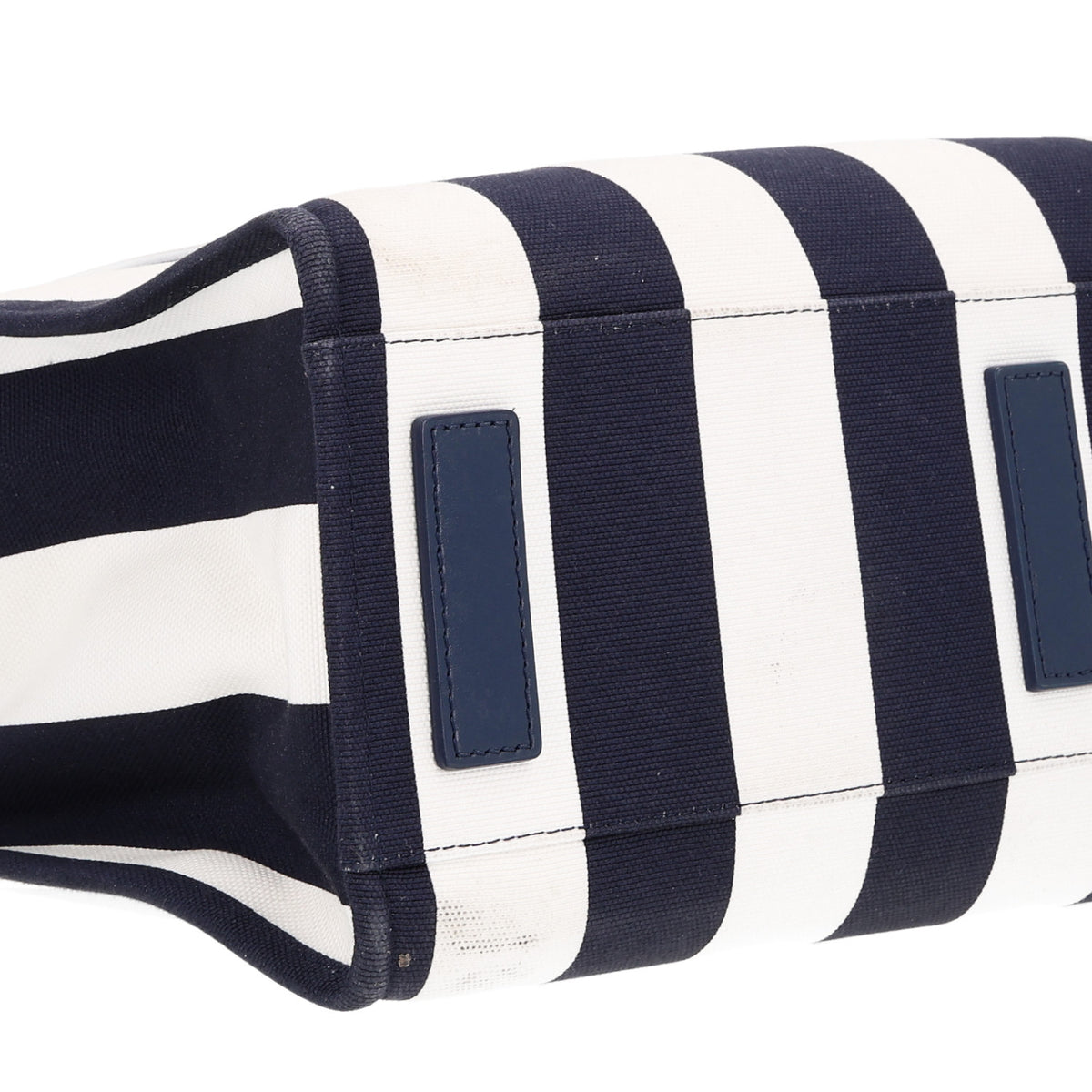Canvas Striped La Medusa Tote Bag  Navy Blue White