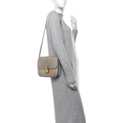 Celine Snakeskin Medium Classic Box Flap Bag Grey 2 of 11