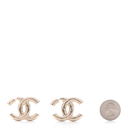 Chanel Metal Large CC Earrings Light Gold 2 of 4