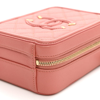 Chanel Caviar Quilted CC North South Filigree Vanity Case Pink 10 of 11