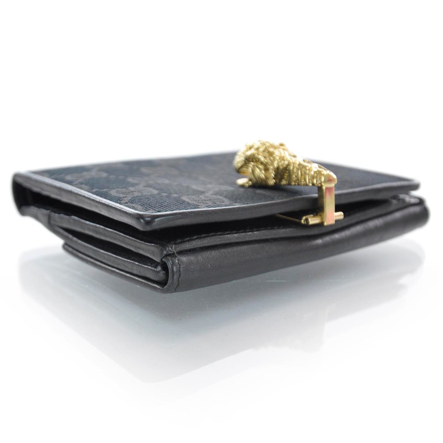 Monogram Tiger Head Compact Wallet Black