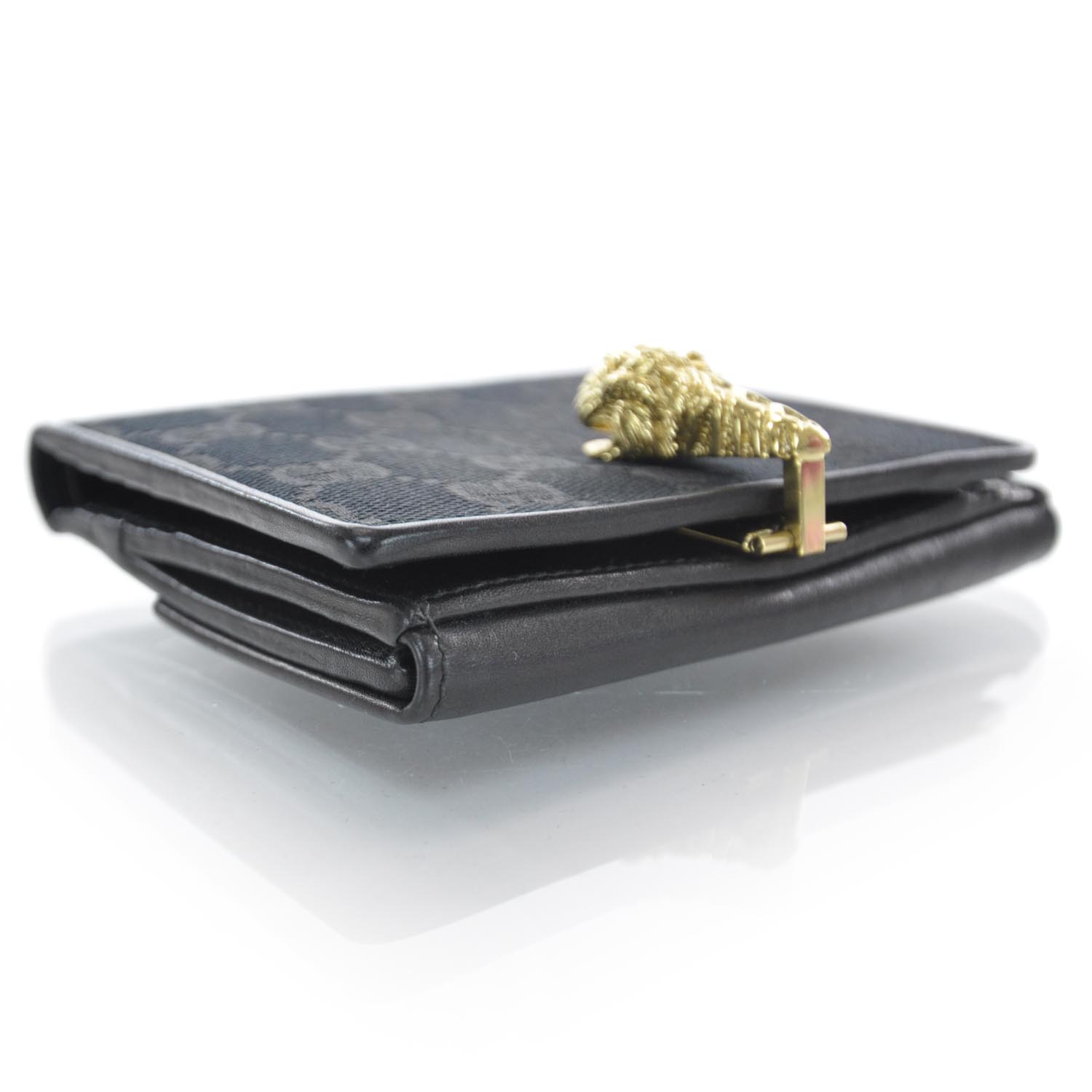 Gucci Monogram Tiger Head Compact Wallet Black 4 of 9