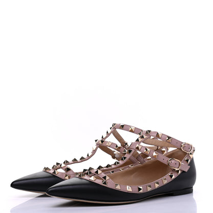 Valentino Garavani Nappa Rockstud Cage Ballerina Flats 38 Black Poudre 5 of 17