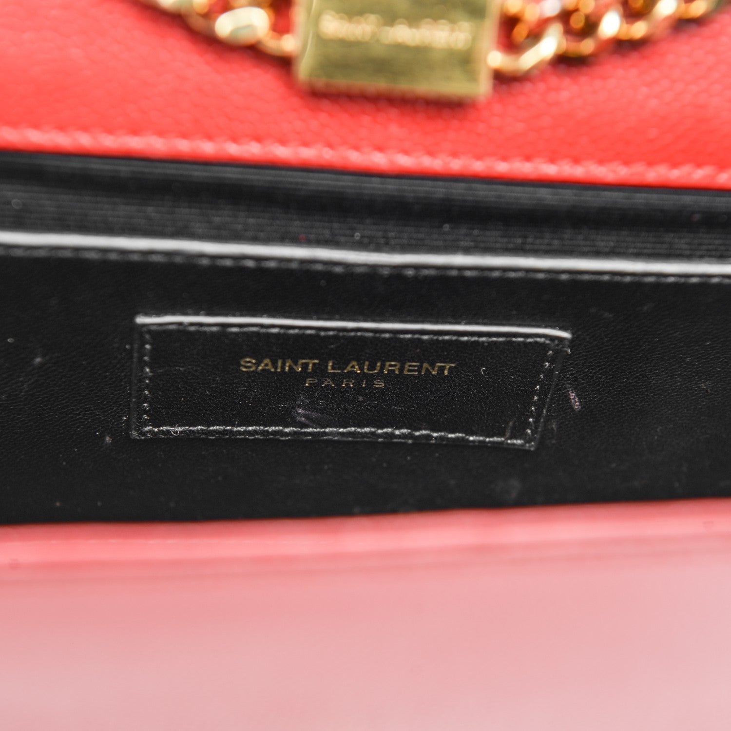 Saint Laurent Grain De Poudre Small Classic Monogram Satchel Vermillion 6 of 9