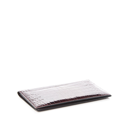 Hermes Shiny Alligator MC2 Fleming Checkbook Holder Wallet Bordeaux 3 of 6