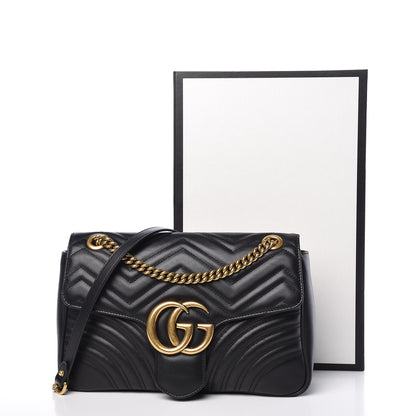 Gucci Calfskin Matelasse Medium GG Marmont Shoulder Bag Black 15 of 15